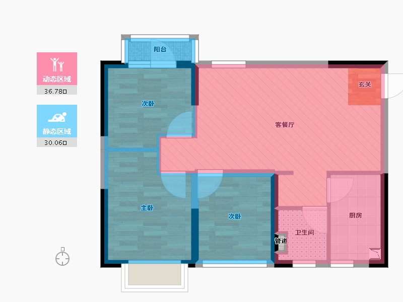 四川省-成都市-恒大御景半岛-58.39-户型库-动静分区