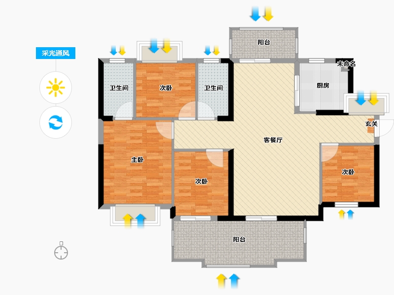 广东省-惠州市-仲恺高新区49号小区-108.73-户型库-采光通风