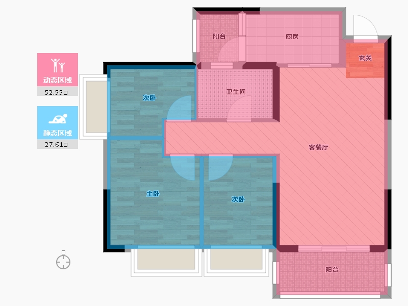 重庆-重庆市-恒大未来城-70.04-户型库-动静分区