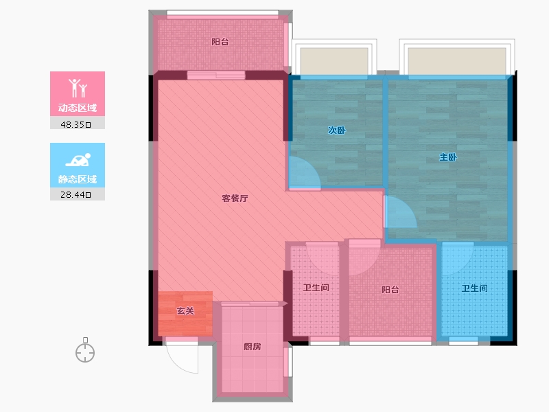 福建省-福州市-樵汇花园-66.85-户型库-动静分区