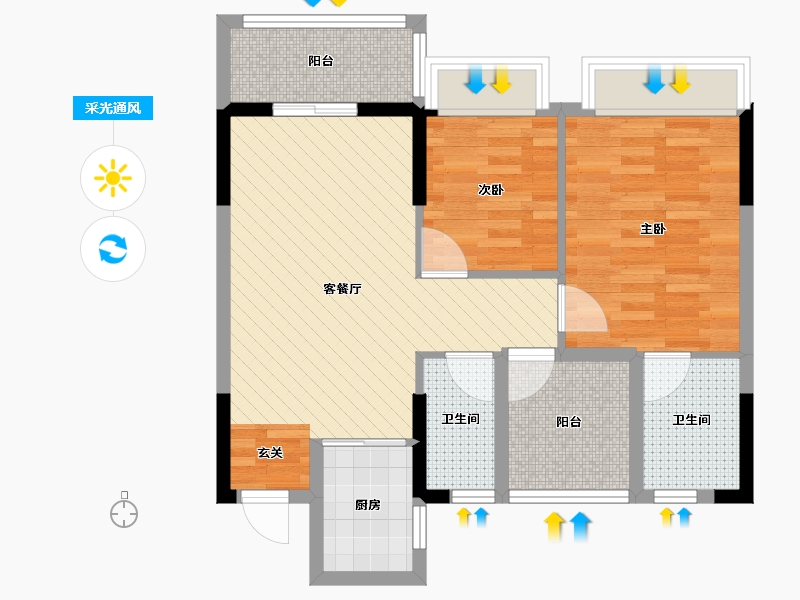 福建省-福州市-樵汇花园-66.85-户型库-采光通风