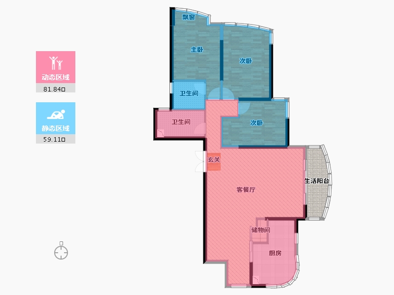 浙江省-温州市-总府一号-134.45-户型库-动静分区