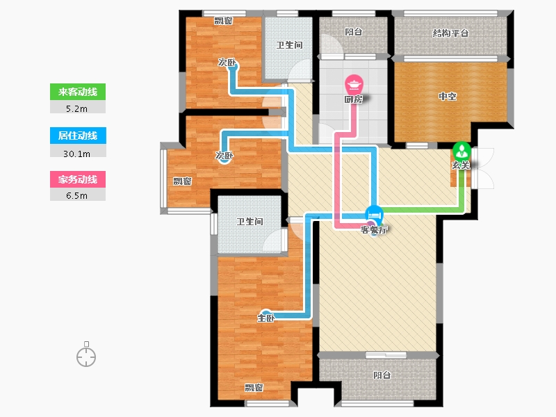 江苏省-盐城市-建湖星雨华府-130.00-户型库-动静线