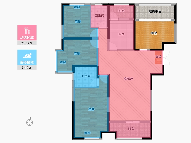 江苏省-盐城市-建湖星雨华府-130.00-户型库-动静分区