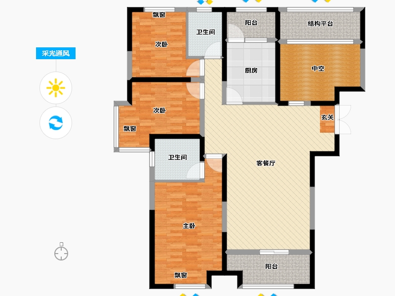 江苏省-盐城市-建湖星雨华府-130.00-户型库-采光通风