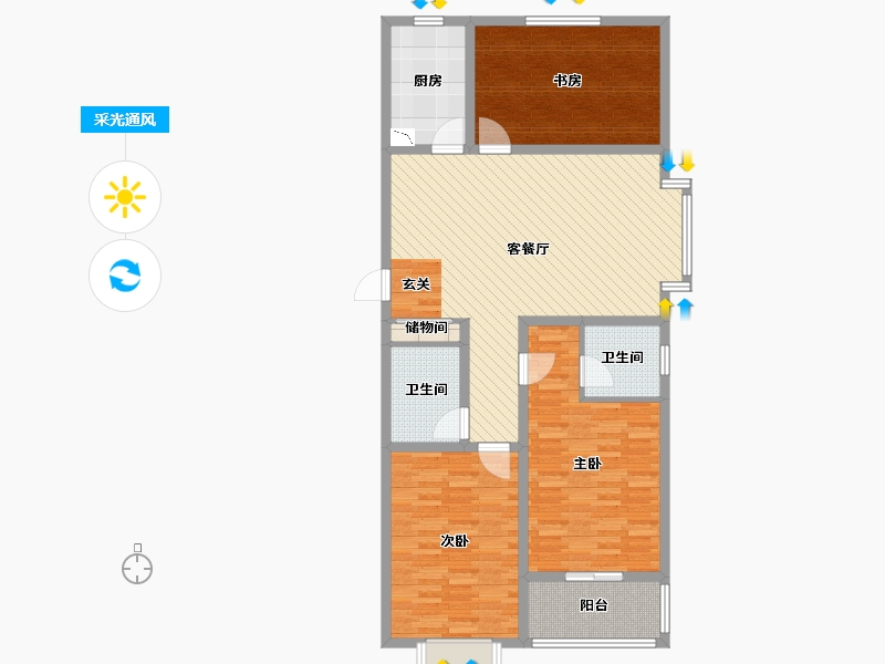 河北省-石家庄市-观澜宝坻-114.00-户型库-采光通风