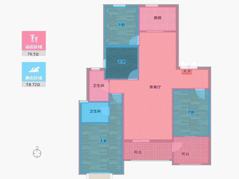 陕西省-咸阳市-中房・美域熙湖-121.18-户型库-动静分区