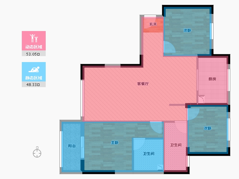 湖北省-孝感市-博学华府-90.66-户型库-动静分区