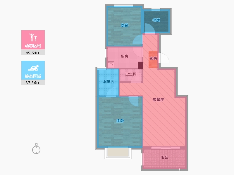 浙江省-金华市-宝龙广场-73.35-户型库-动静分区