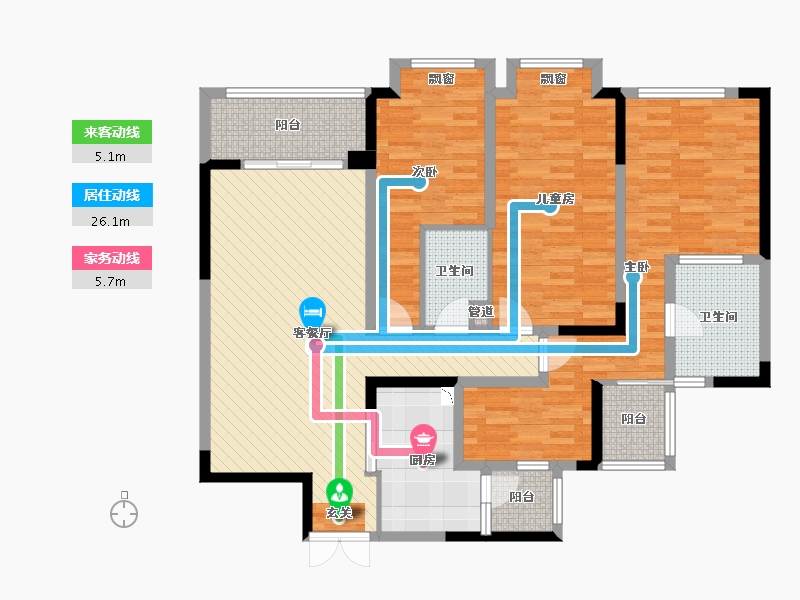 四川省-成都市-紫檀-2期-124.69-户型库-动静线