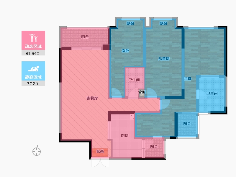 四川省-成都市-紫檀-2期-124.69-户型库-动静分区