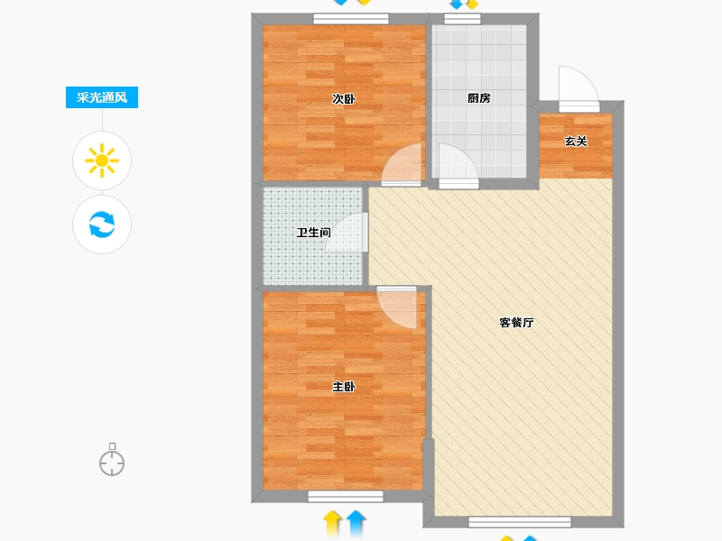 辽宁省-大连市-恒峰天泉小镇-70.00-户型库-采光通风