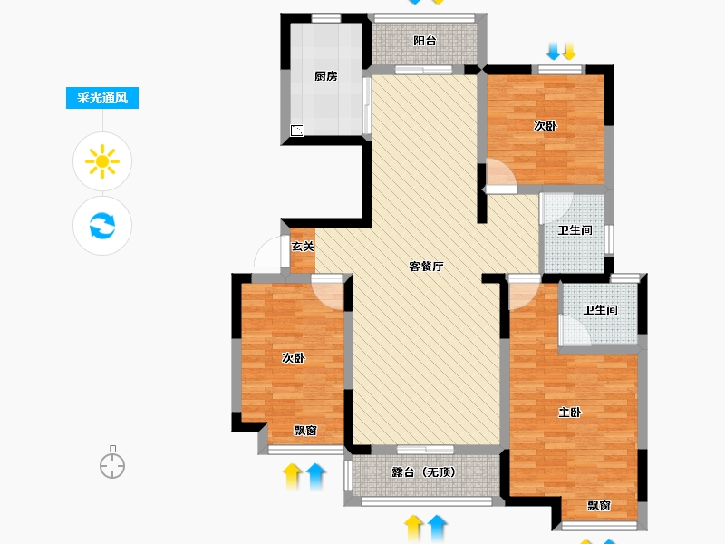 河南省-郑州市-嘉韵公园里-98.53-户型库-采光通风