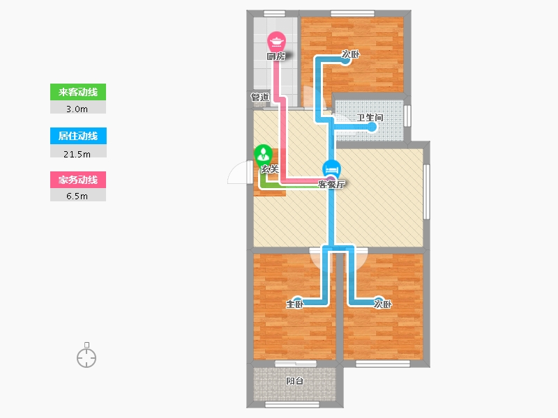 河北省-沧州市-吴桥丽都新苑-75.30-户型库-动静线