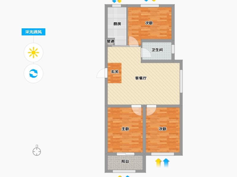 河北省-沧州市-吴桥丽都新苑-75.30-户型库-采光通风