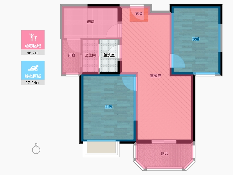 陕西省-西安市-华清学府城-66.53-户型库-动静分区