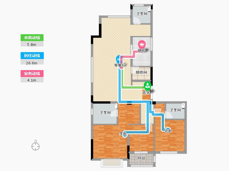 浙江省-金华市-圣奥杭府-125.08-户型库-动静线