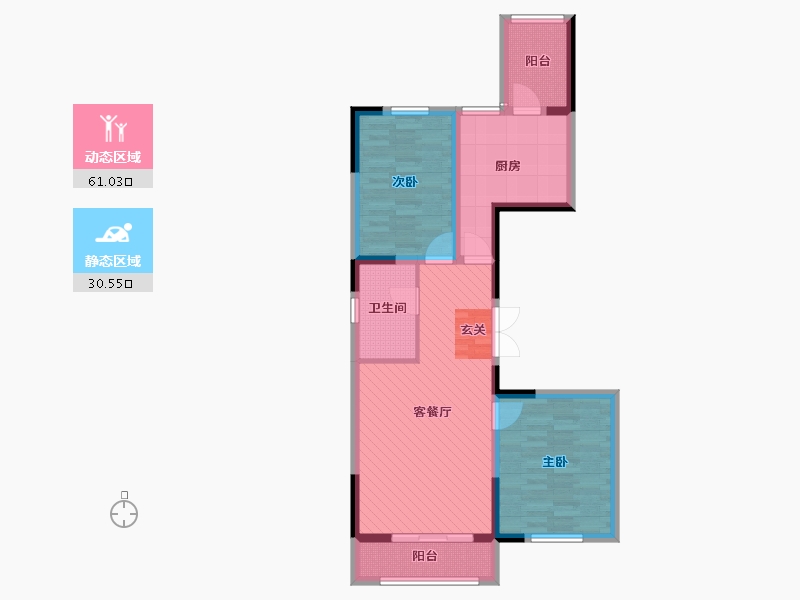 黑龙江省-哈尔滨市-麒麟名邸-80.00-户型库-动静分区