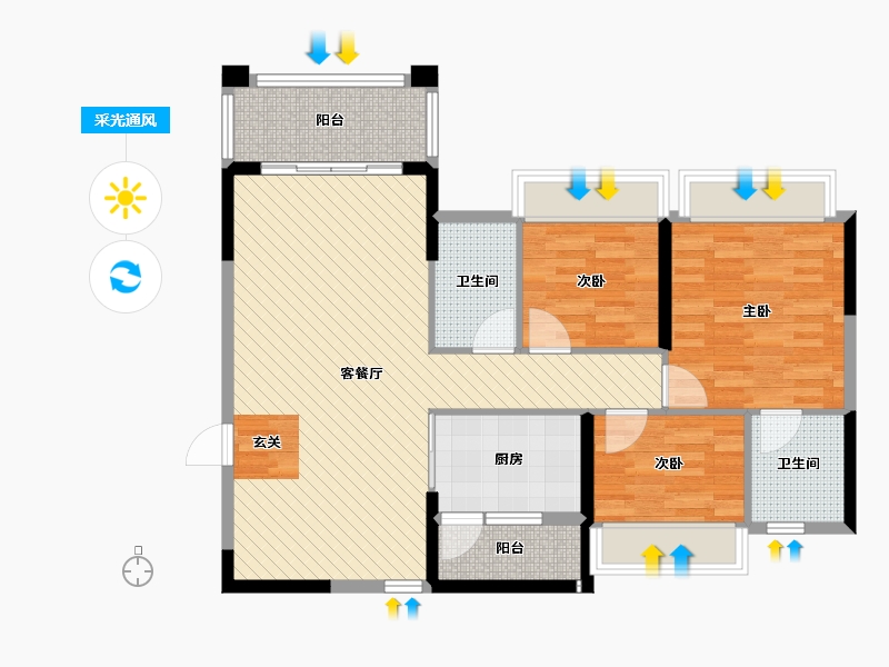 广西壮族自治区-防城港市-盛天江畔-90.94-户型库-采光通风