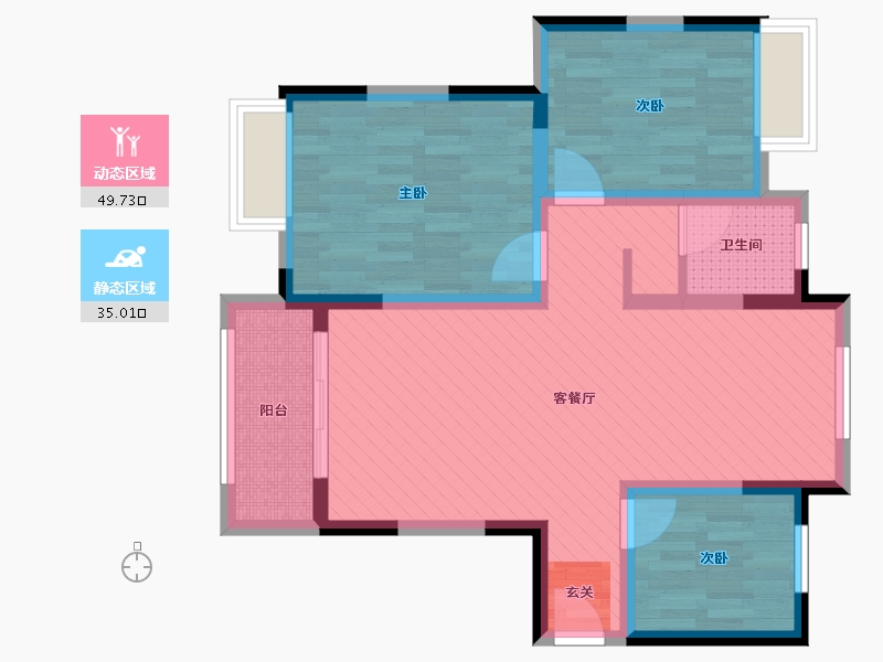 江苏省-苏州市-翠锦苑-73.86-户型库-动静分区