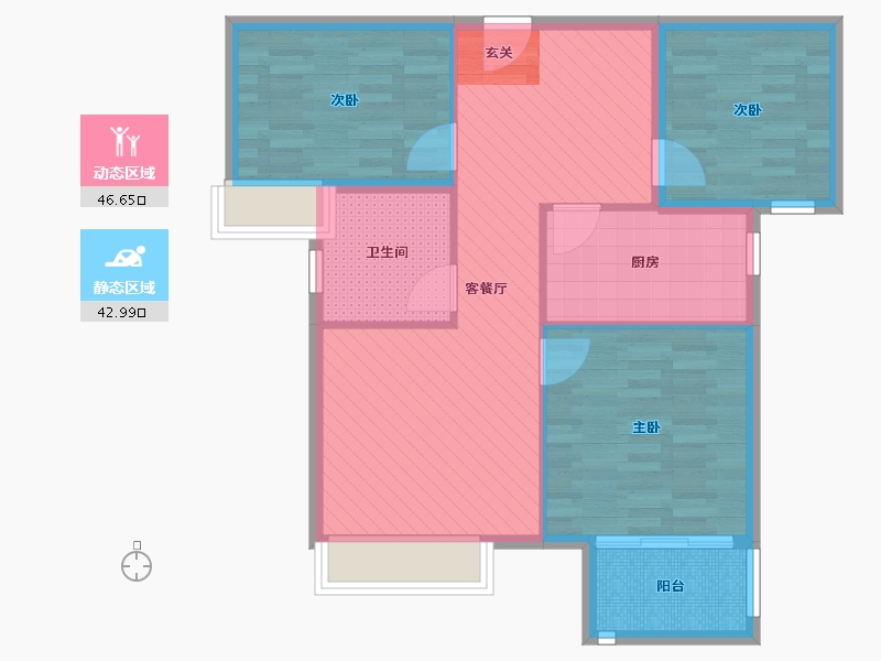 江苏省-徐州市-荣盛・花语城-79.70-户型库-动静分区