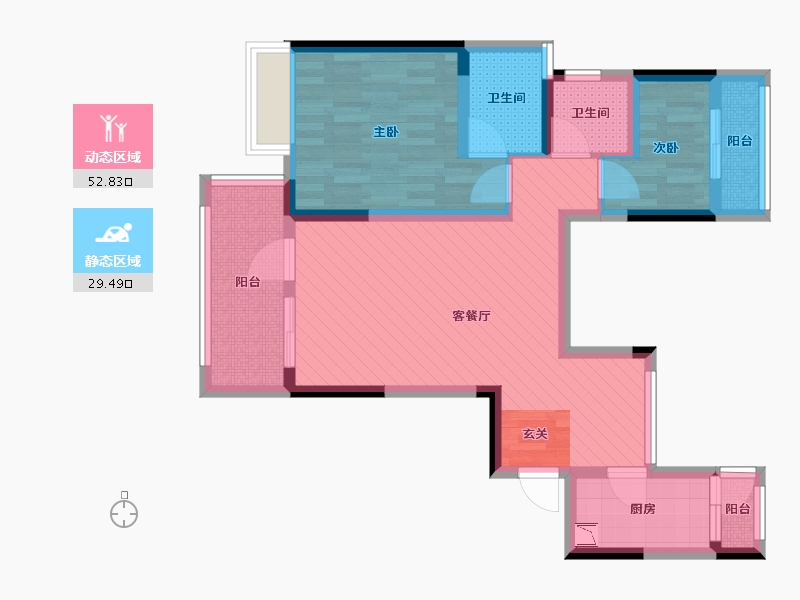 四川省-成都市-景茂雍水岸丽府-70.12-户型库-动静分区