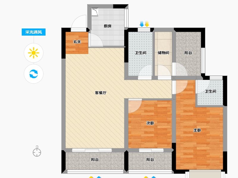 四川省-达州市-侨兴时代中央城-76.08-户型库-采光通风