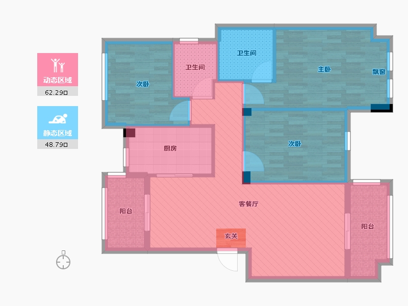 浙江省-宁波市-桃源佳苑-99.23-户型库-动静分区