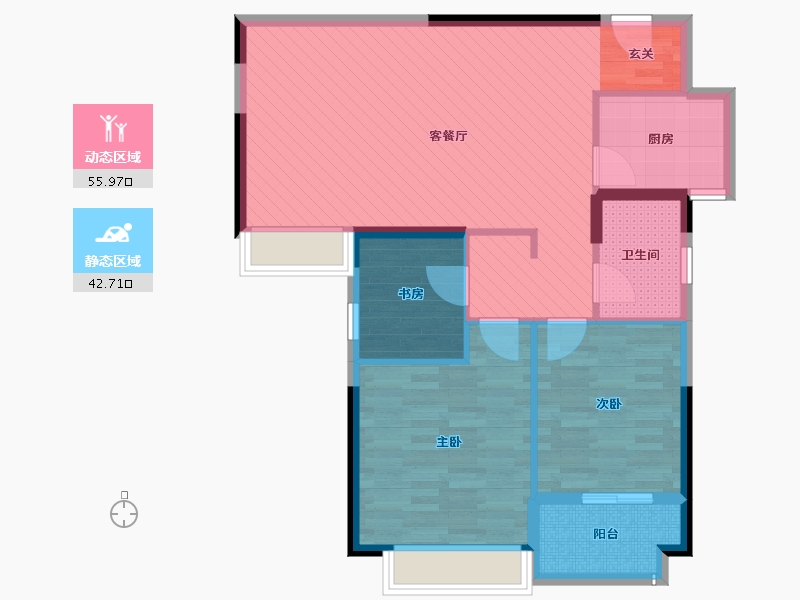 湖北省-黄冈市-邻江公馆-88.51-户型库-动静分区