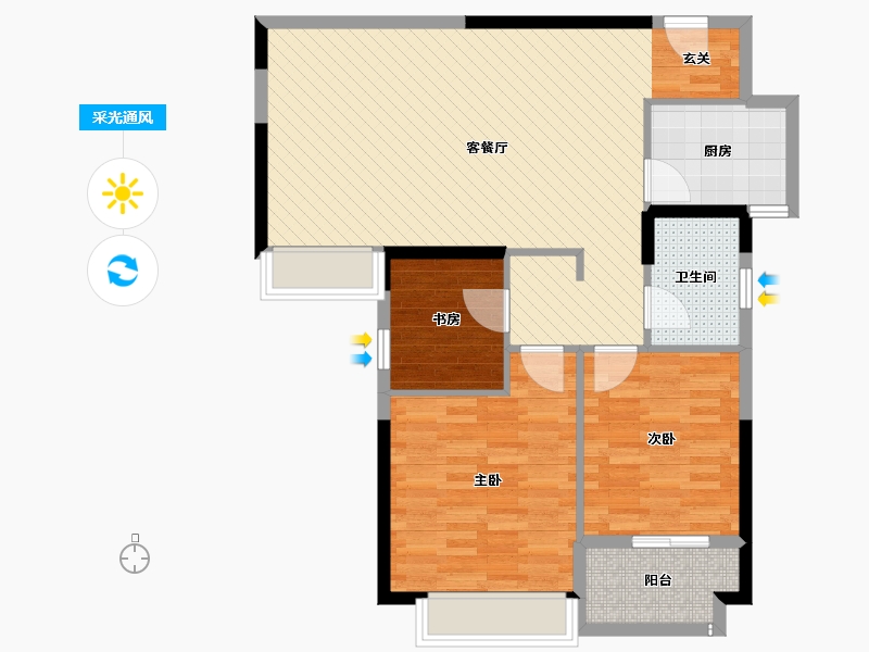 湖北省-黄冈市-邻江公馆-88.51-户型库-采光通风