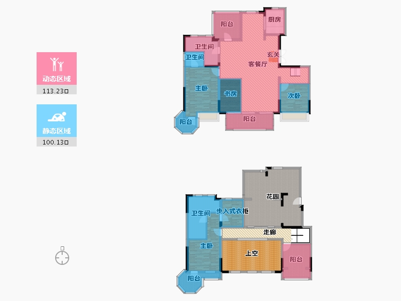 陕西省-西安市-金地南湖艺境-264.16-户型库-动静分区