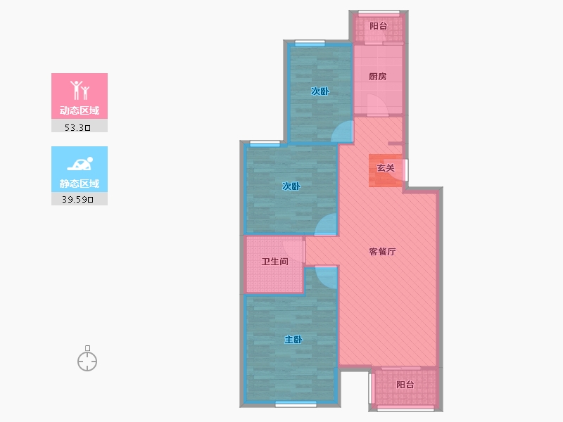 北京-北京市-龙腾六区-83.65-户型库-动静分区