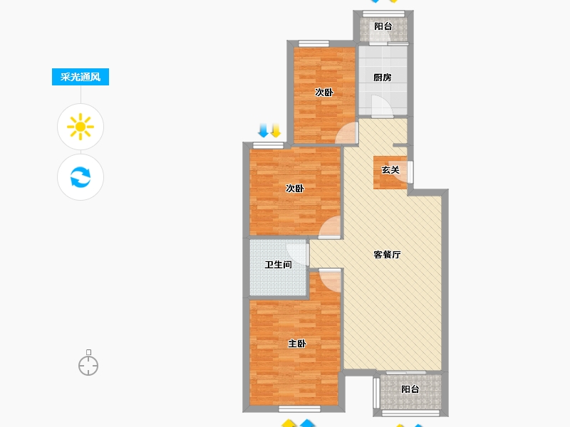 北京-北京市-龙腾六区-83.65-户型库-采光通风