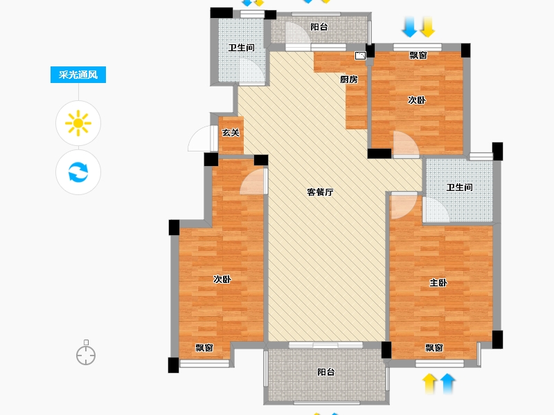 浙江省-丽水市-汤公御景园-98.33-户型库-采光通风