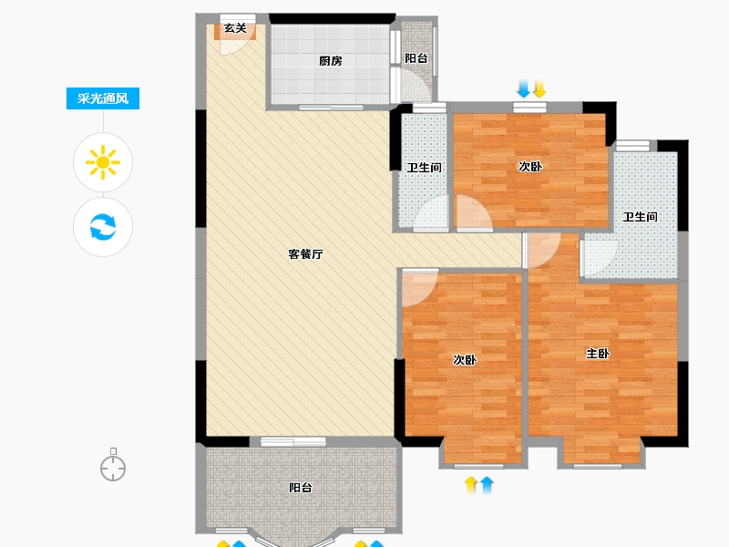 广东省-惠州市-金域华府-102.03-户型库-采光通风