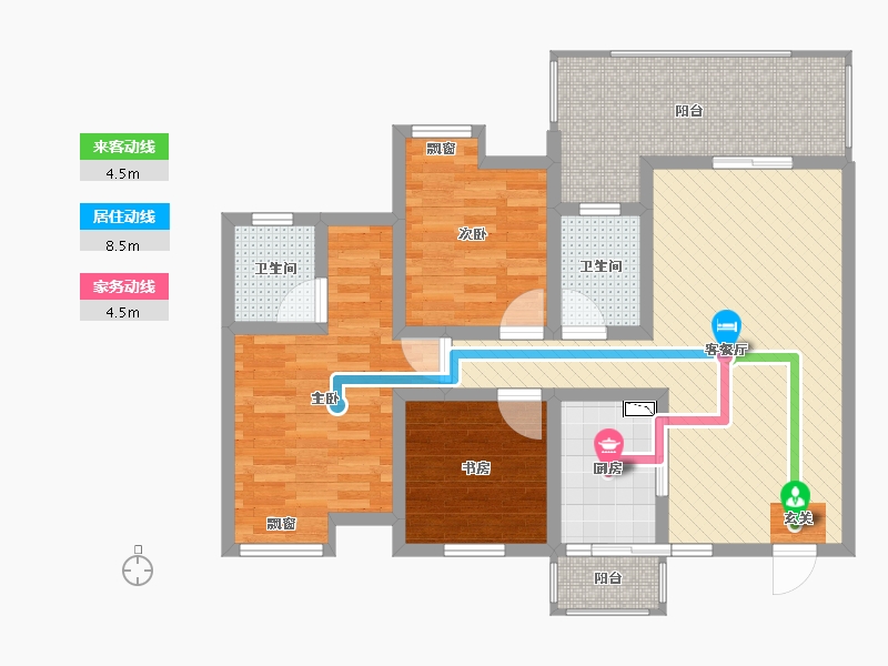 四川省-宜宾市-龙腾锦城B6栋-87.03-户型库-动静线