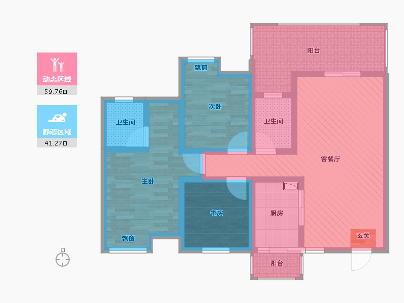 四川省-宜宾市-龙腾锦城B6栋-87.03-户型库-动静分区