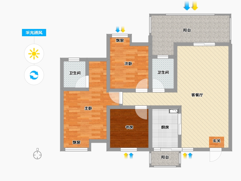 四川省-宜宾市-龙腾锦城B6栋-87.03-户型库-采光通风