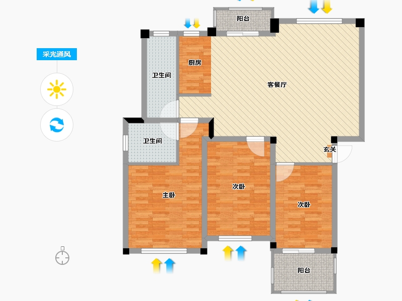 浙江省-丽水市-松泰幸福家园小区-106.47-户型库-采光通风