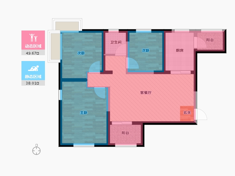 天津-天津市-天津碧桂园津南区-76.00-户型库-动静分区