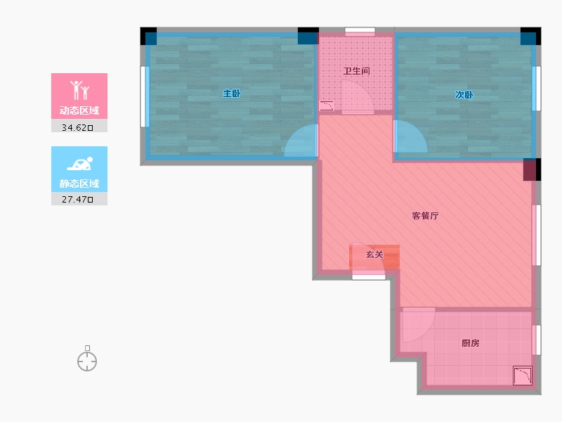 辽宁省-大连市-泉水D2区-55.62-户型库-动静分区