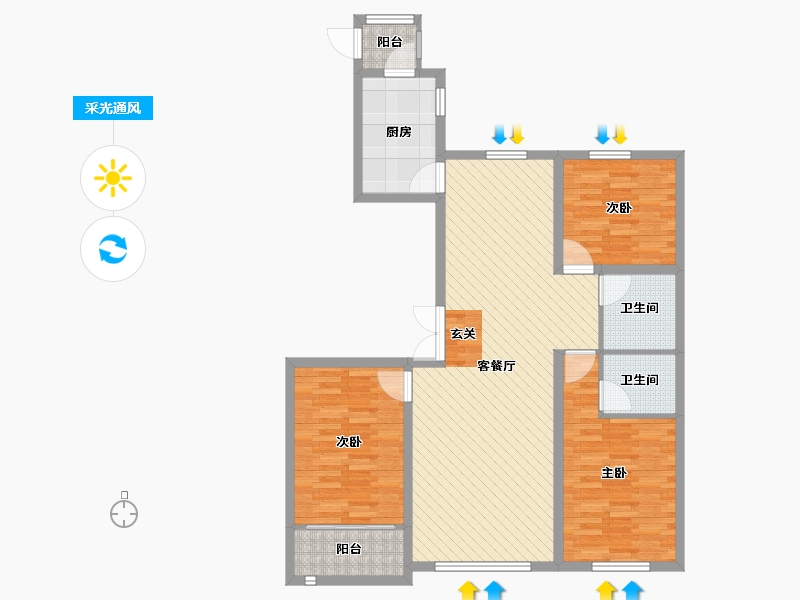 山东省-烟台市-龙湖一品-99.80-户型库-采光通风