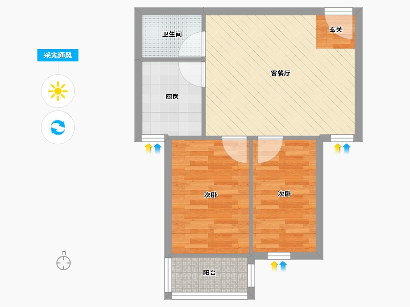 北京-北京市-兴海园-51.51-户型库-采光通风