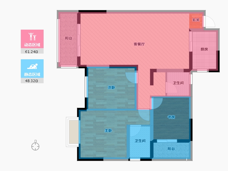 湖南省-衡阳市-东城国际-95.62-户型库-动静分区