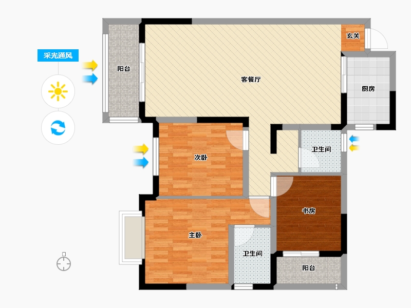 湖南省-衡阳市-东城国际-95.62-户型库-采光通风