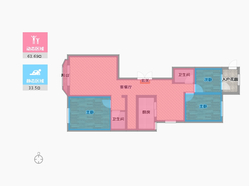 内蒙古自治区-呼和浩特市-秋实璟峯汇-87.34-户型库-动静分区