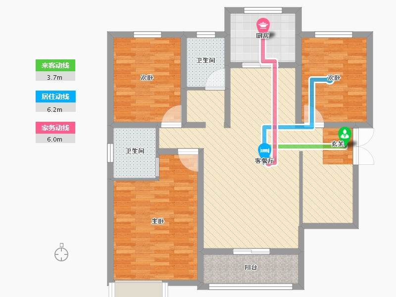 陕西省-咸阳市-中房・美域熙湖-94.26-户型库-动静线