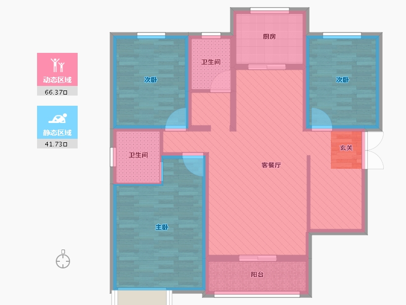 陕西省-咸阳市-中房・美域熙湖-94.26-户型库-动静分区