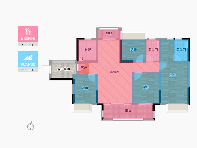 广东省-云浮市-星湖花园-102.33-户型库-动静分区