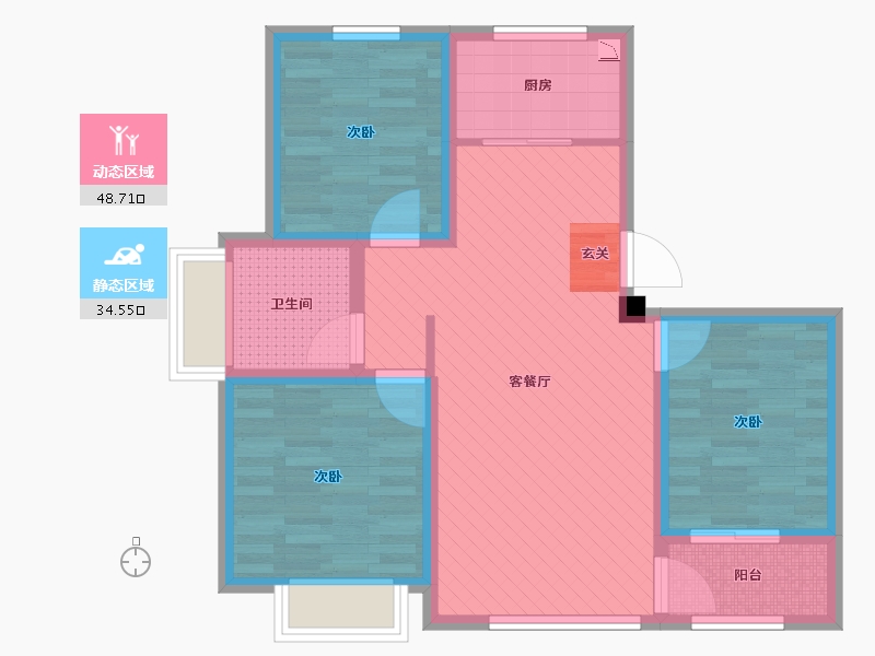 山东省-淄博市-天润新城-72.42-户型库-动静分区